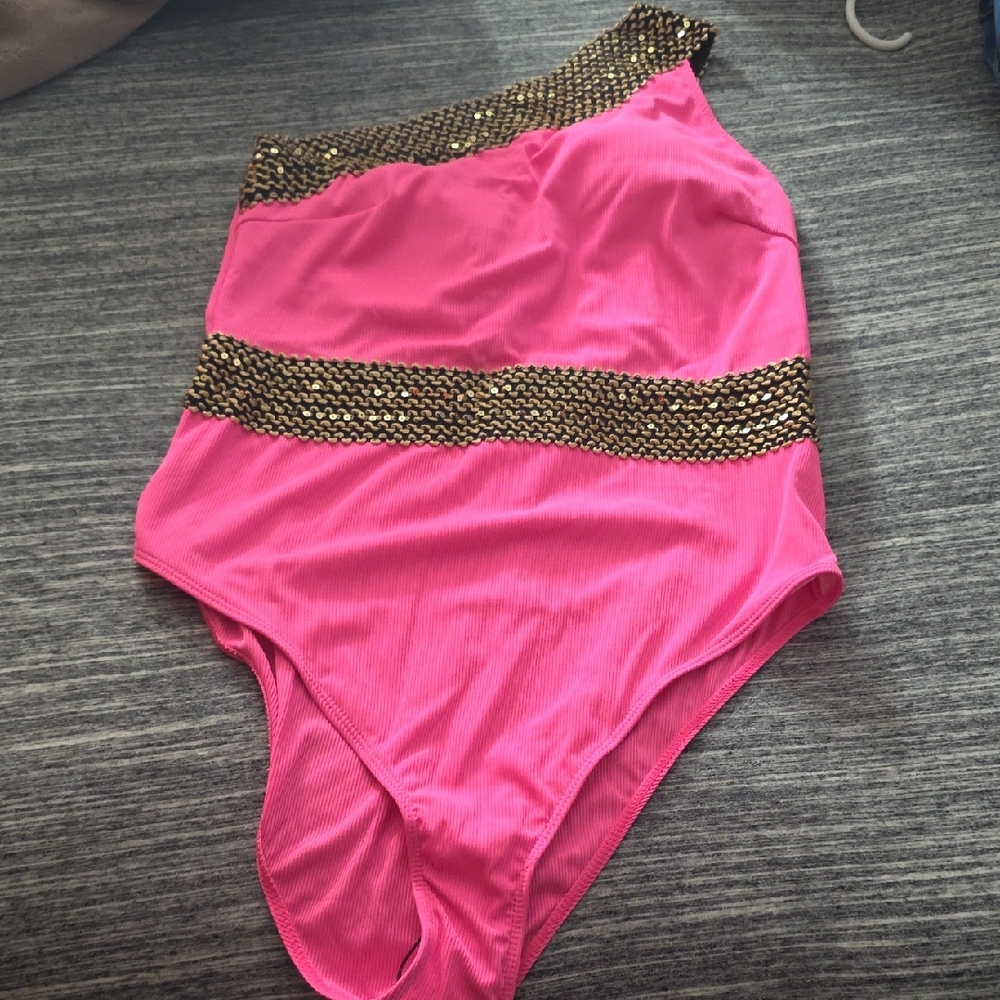 SHEIN Hot Pink One-Piece with Gold Accents